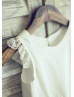 Ivory Cotton Lace Trim Flower Girl Dress